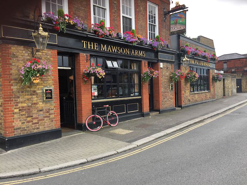 Moore drinks in the pub